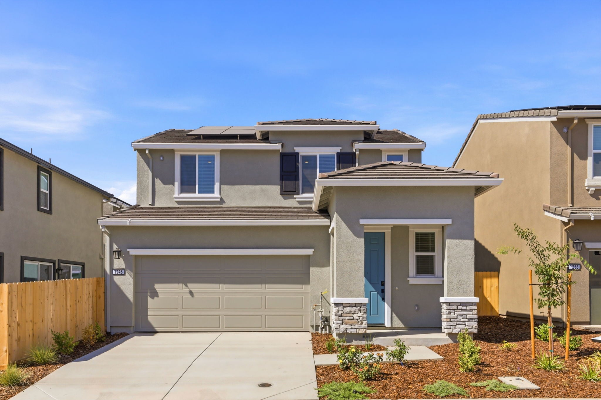 A house with a garage.