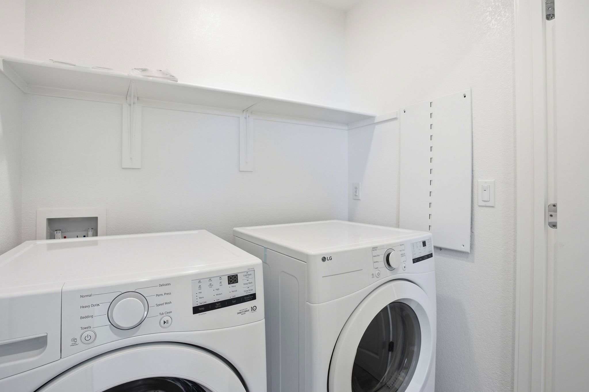 A washing machine and dryer.