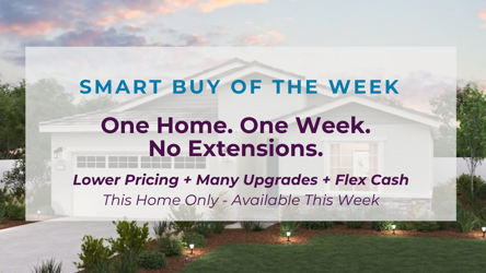 A large white building with blue text.