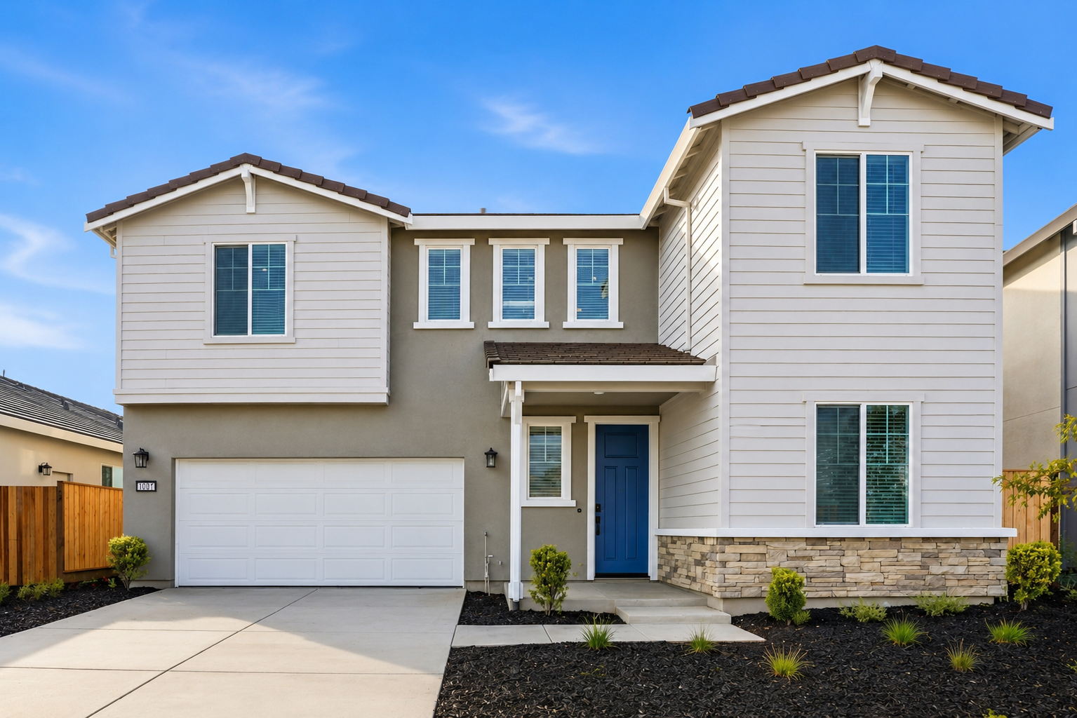 A house with a garage.