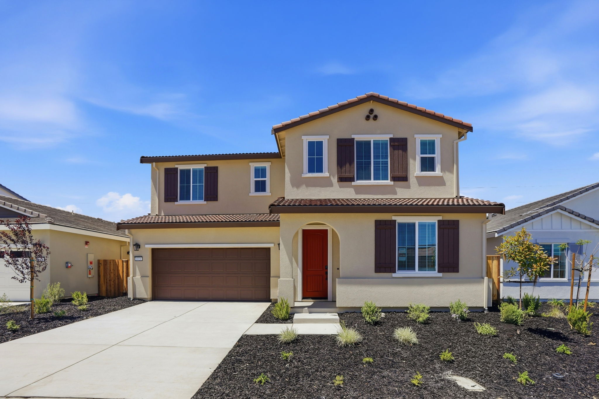 A house with a garage.