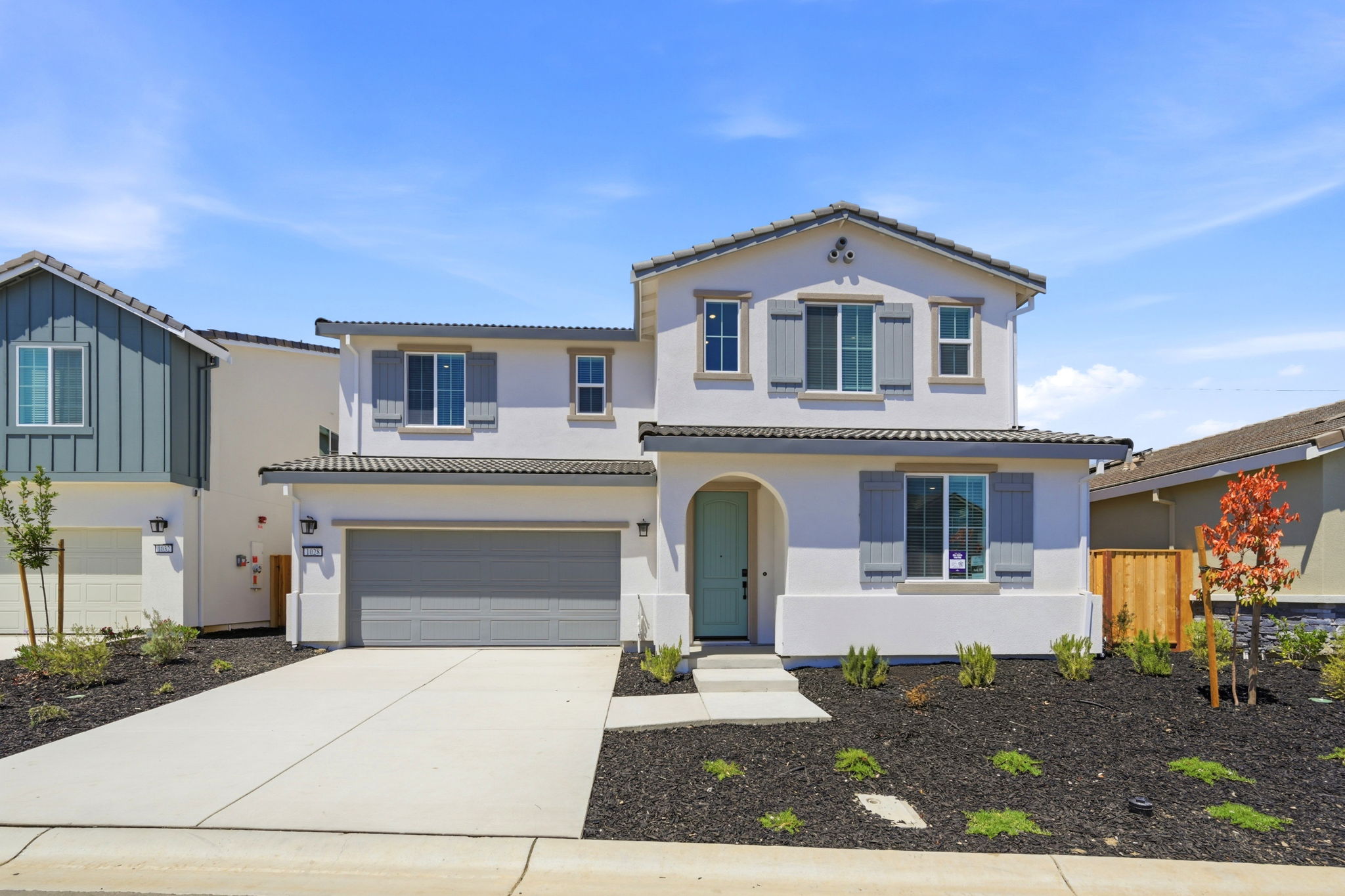 A house with a garage.