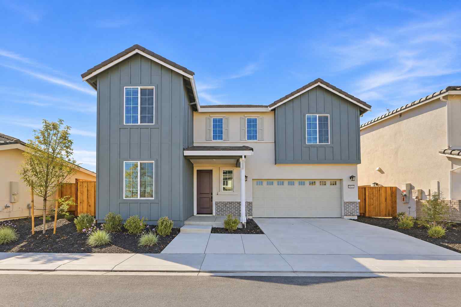 A house with a garage.