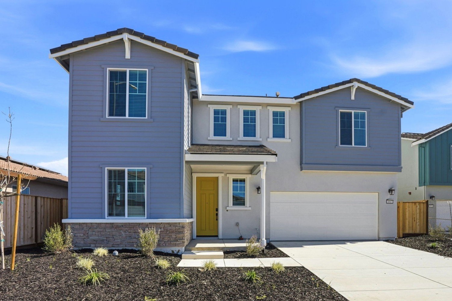 A house with a garage.