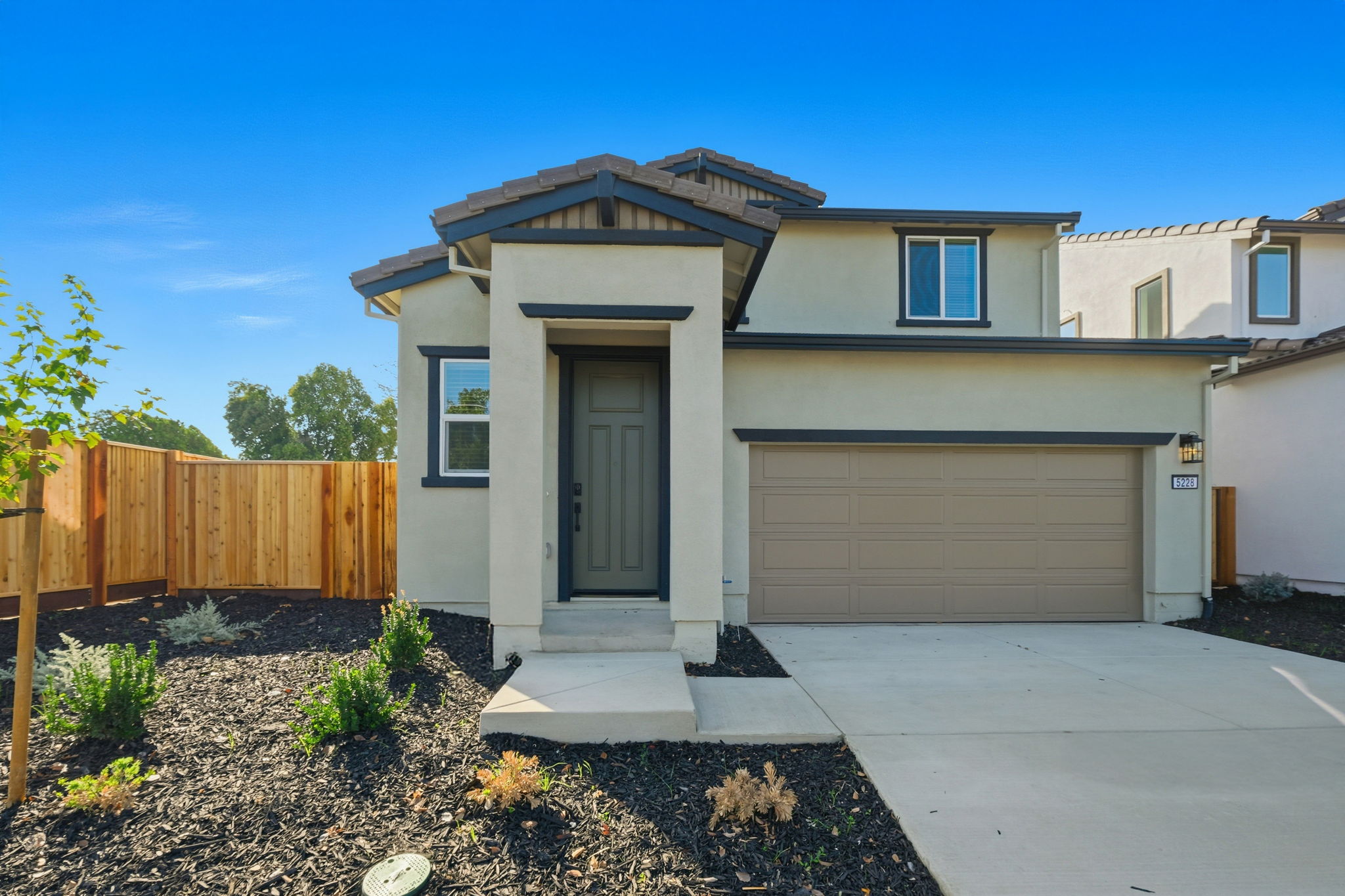 A house with a garage.