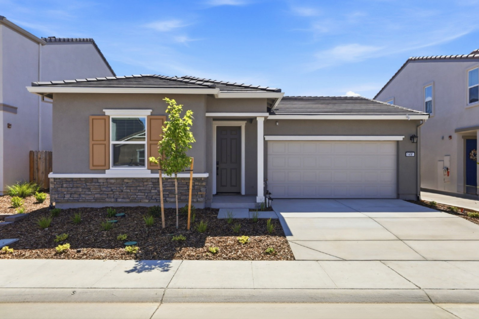 A house with a garage.