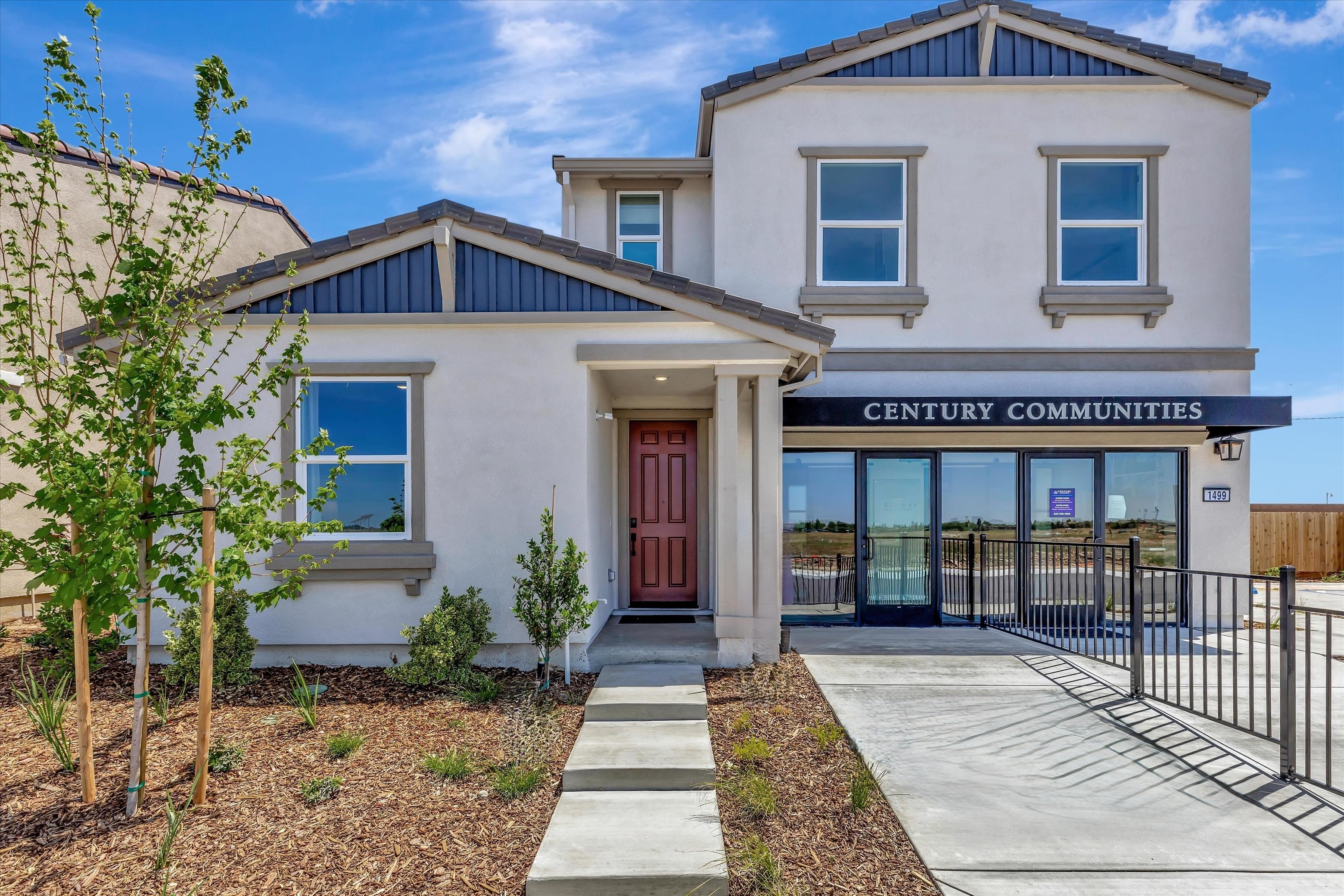 A building with a gate.