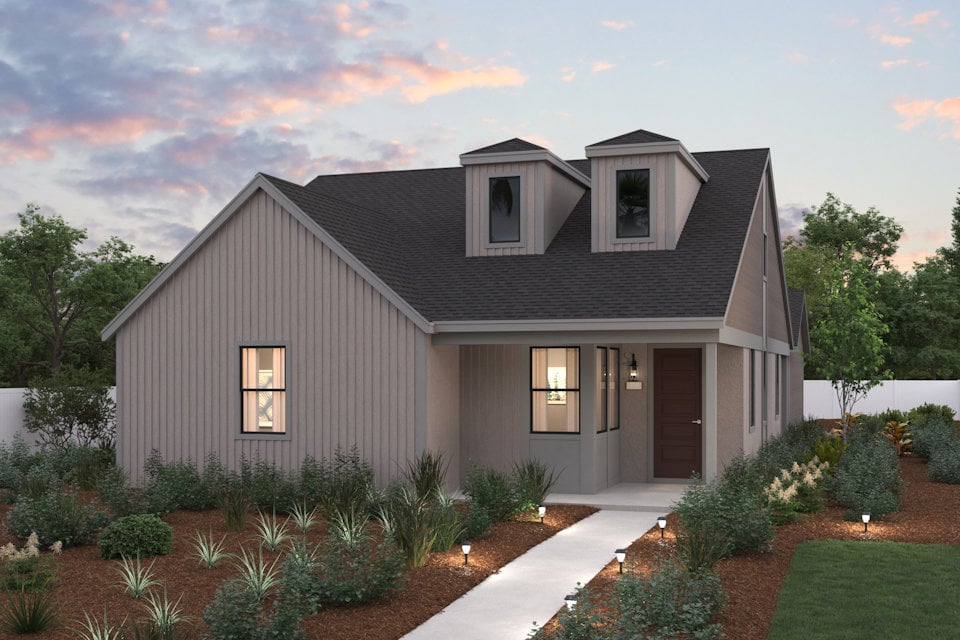 A house with a driveway.