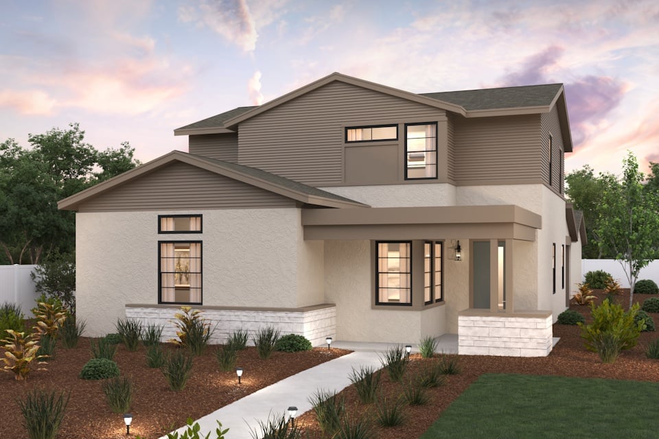 A house with a large front yard.