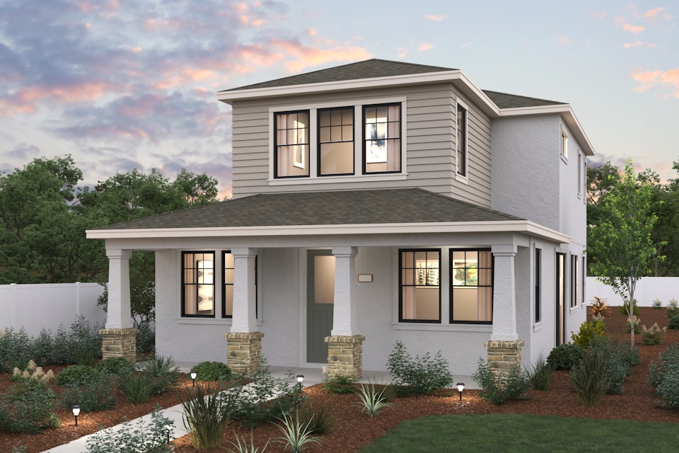 A house with a large front yard.