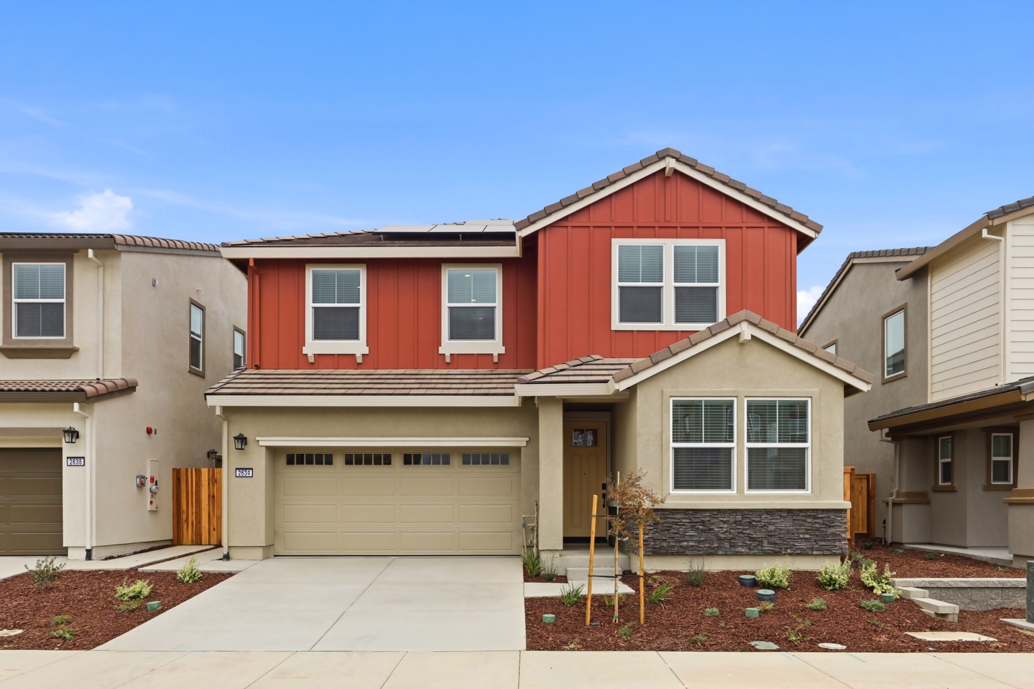 A house with a garage.
