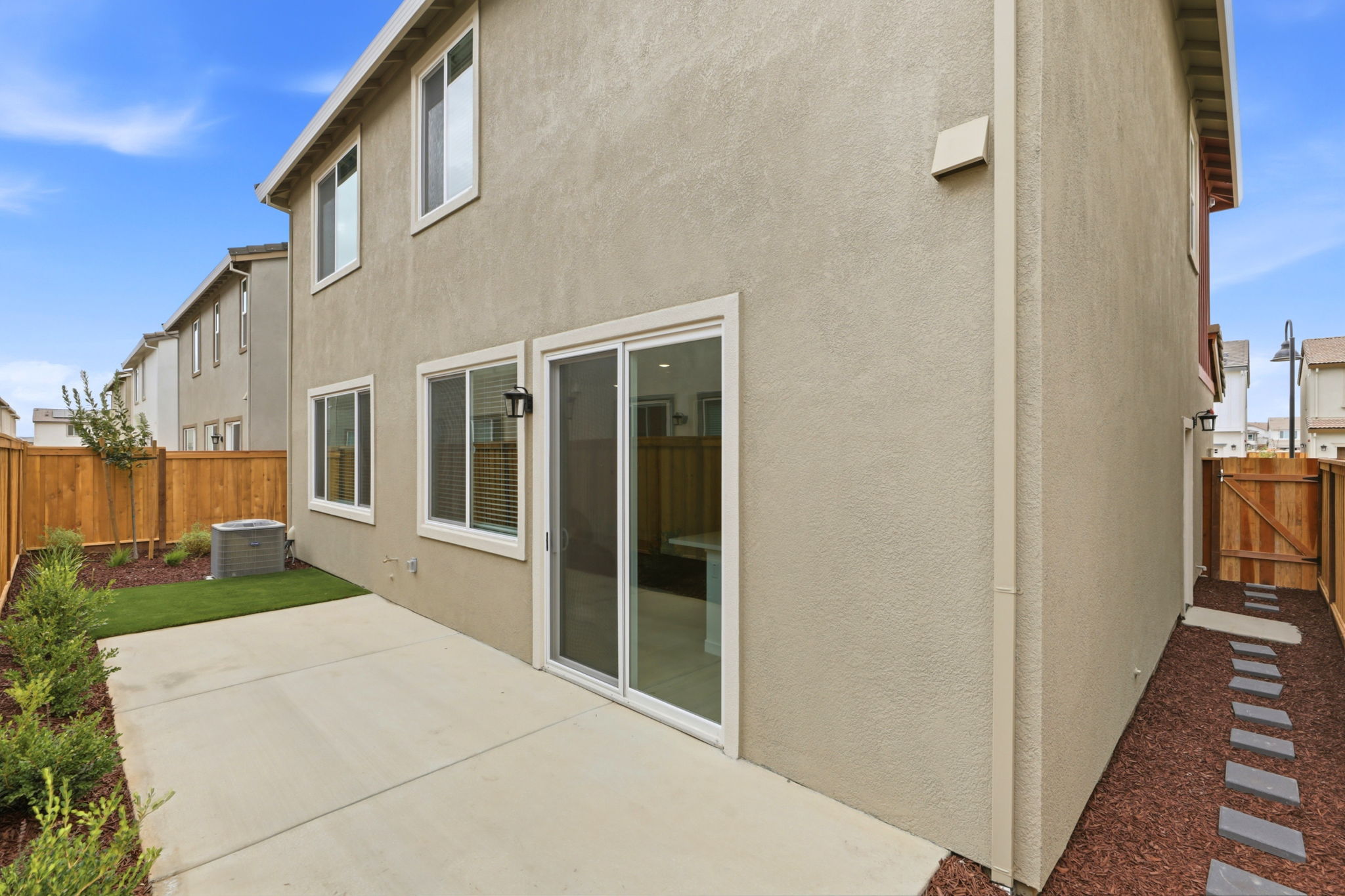 A house with a garage.