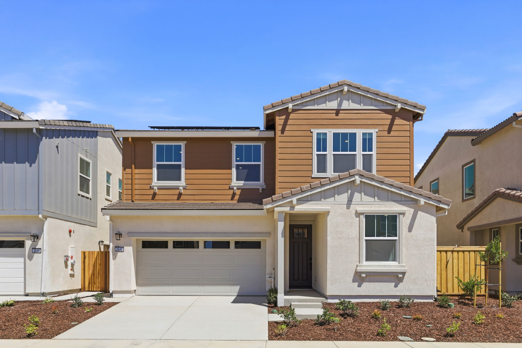 A house with a garage.