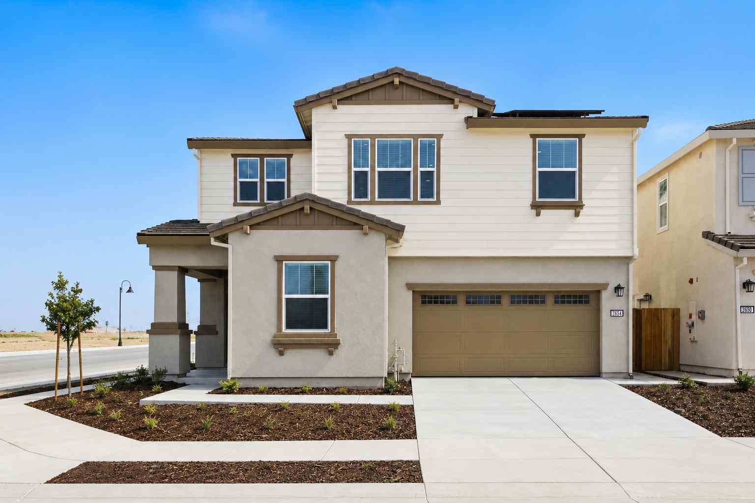 A building with a garage.