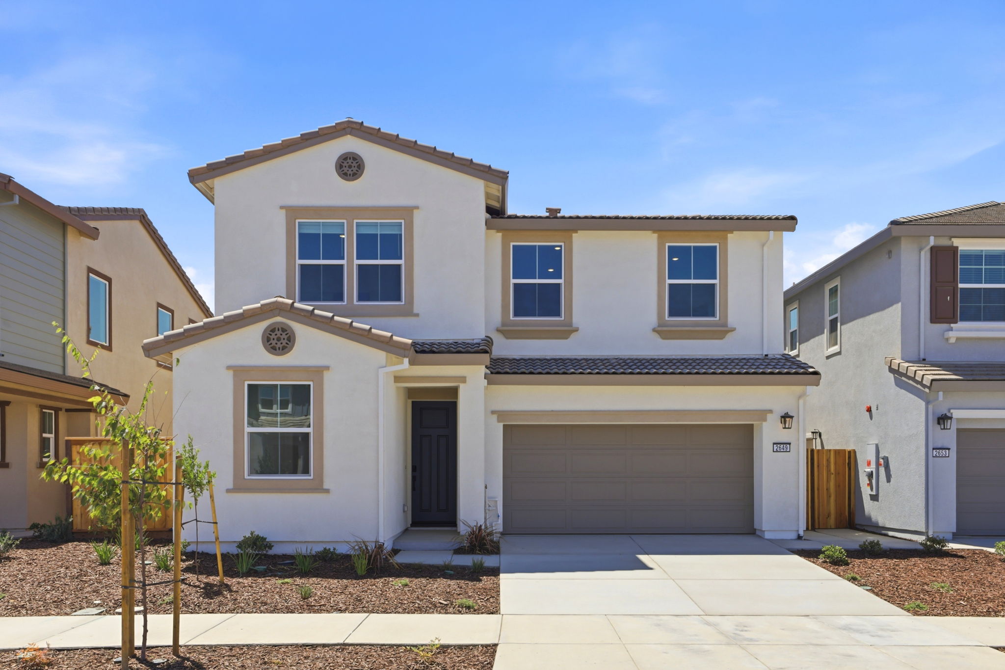 A house with a garage.