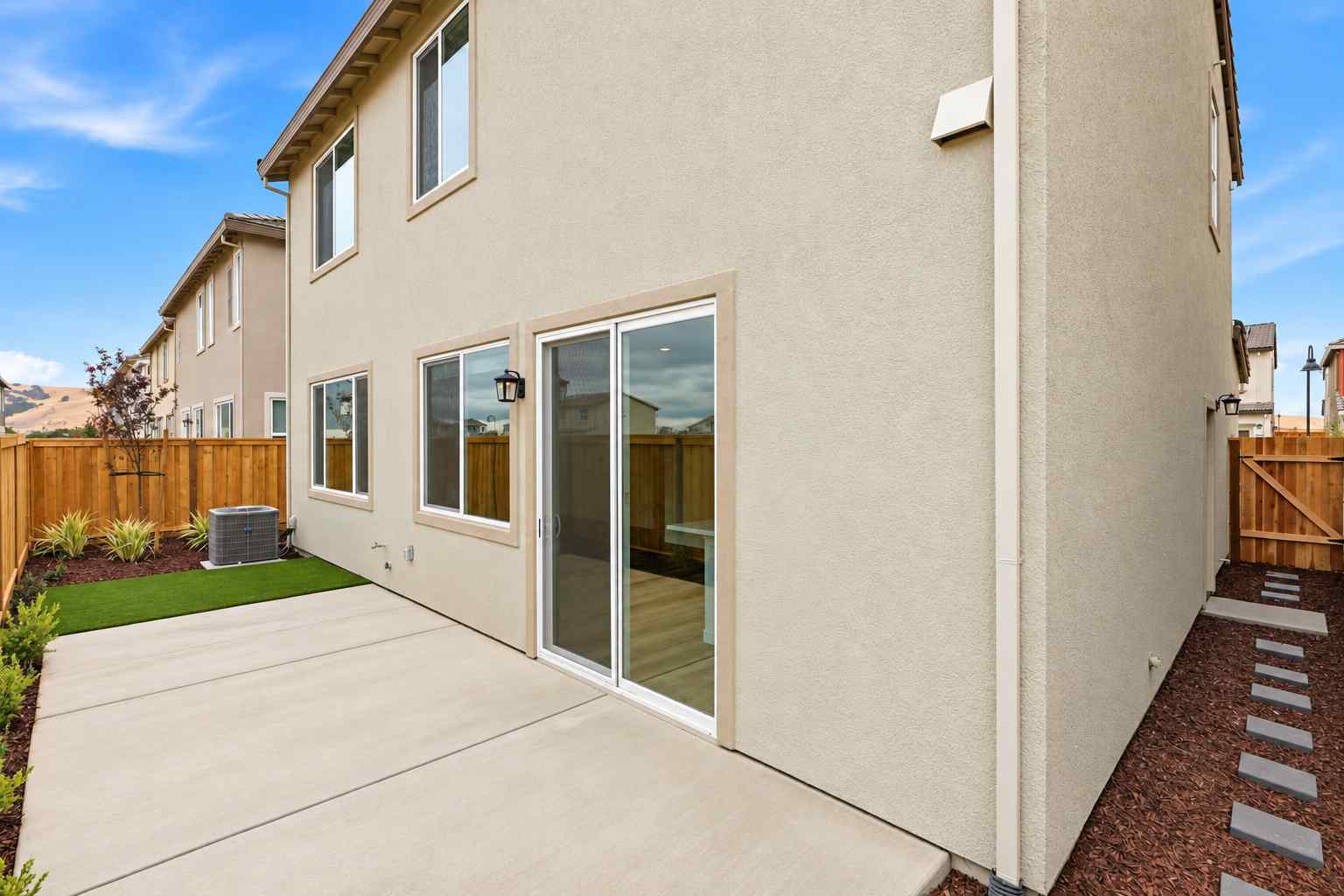 A house with a glass door.