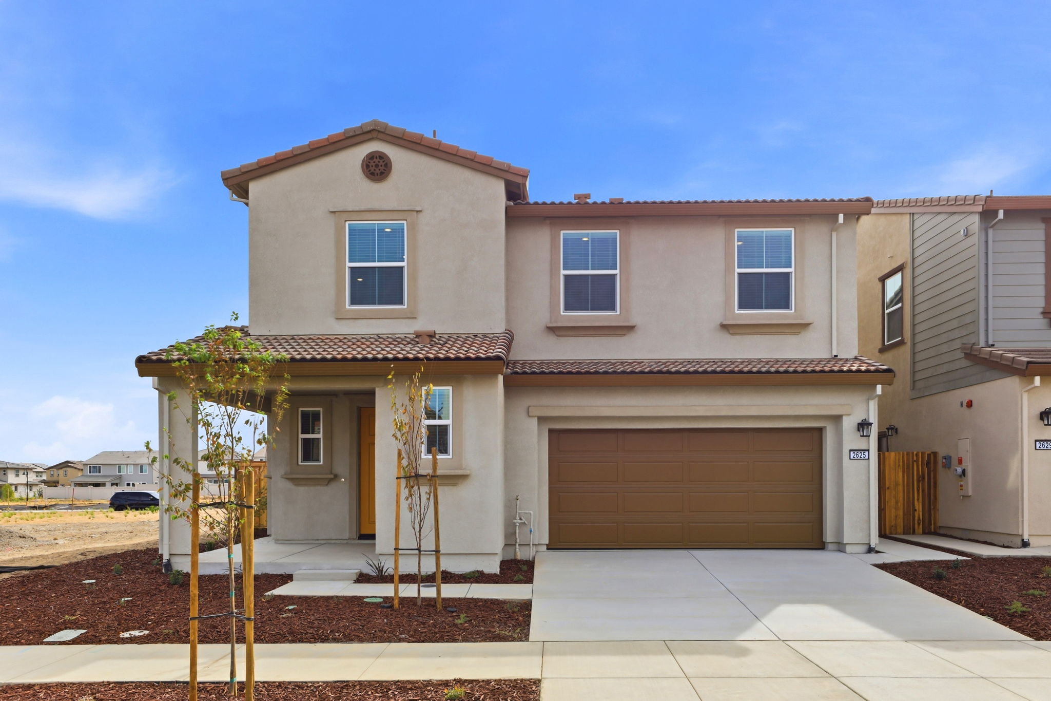 A house with a garage.