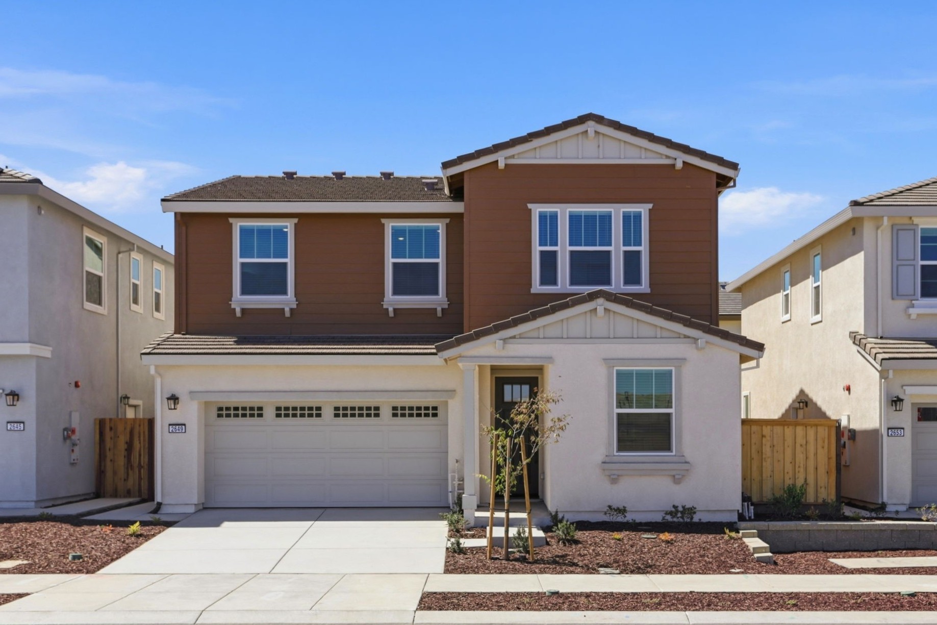 A house with a garage.