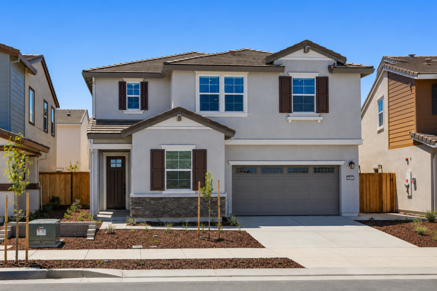 A house with a garage.