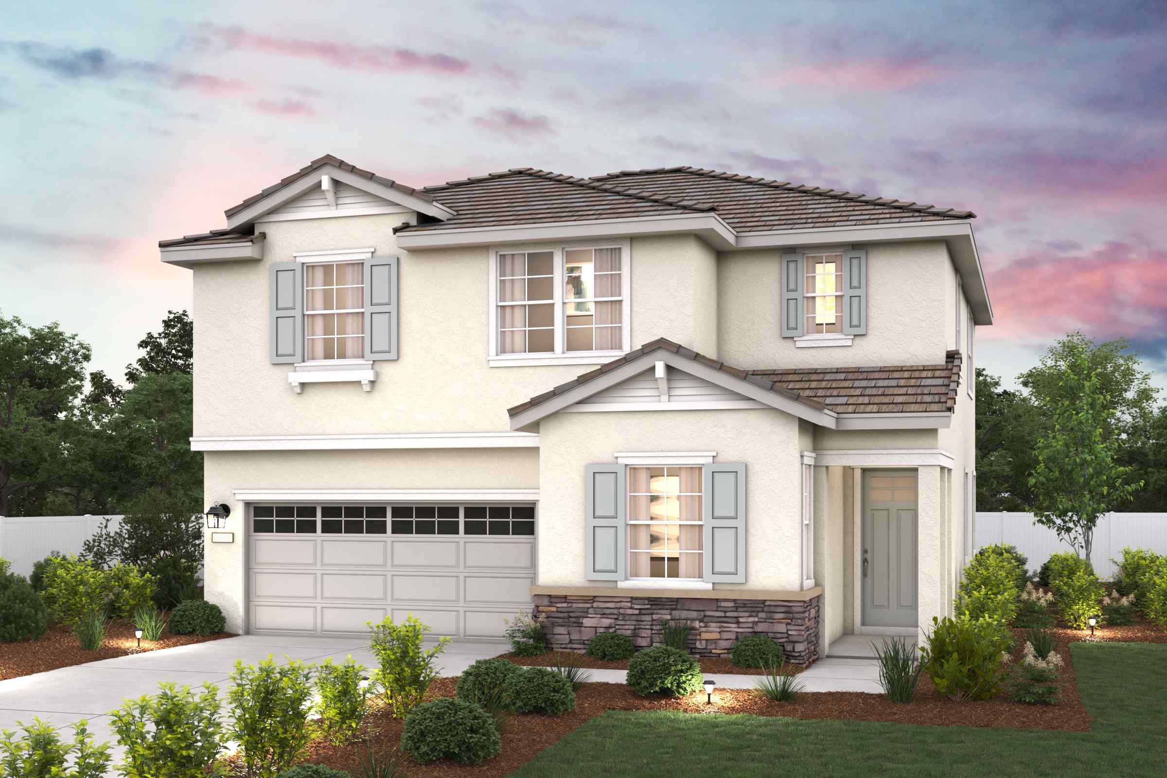 A house with a garage.