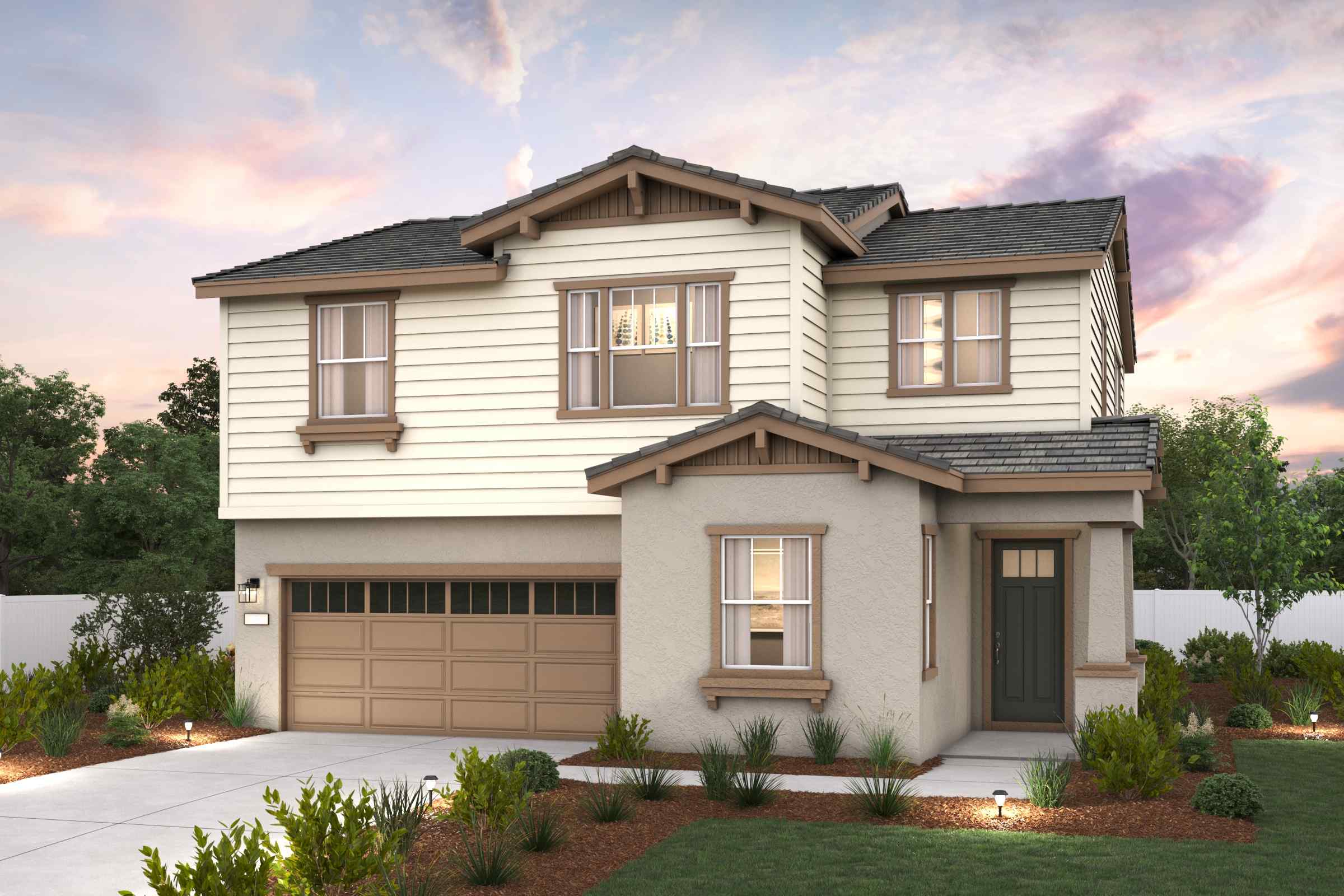 A house with a garage.