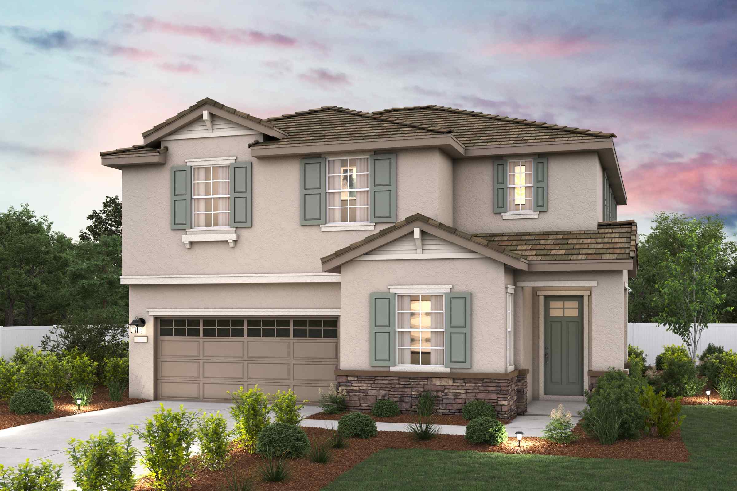 A house with a garage.