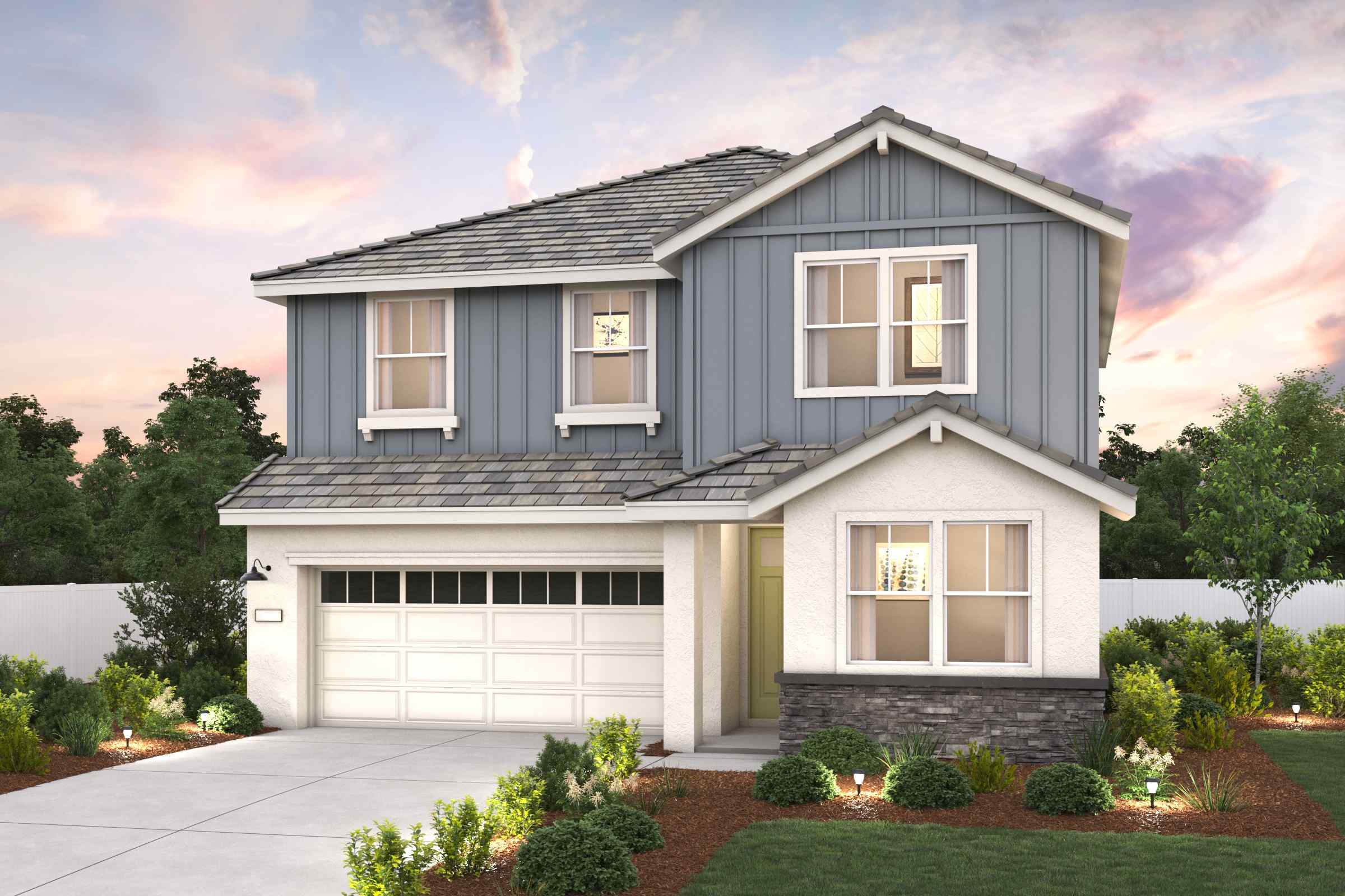 A house with a garage.