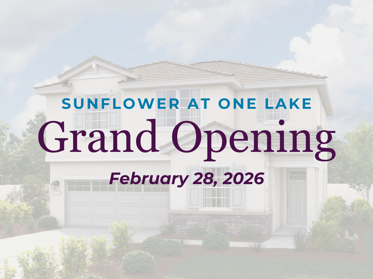 A white house with blue text.