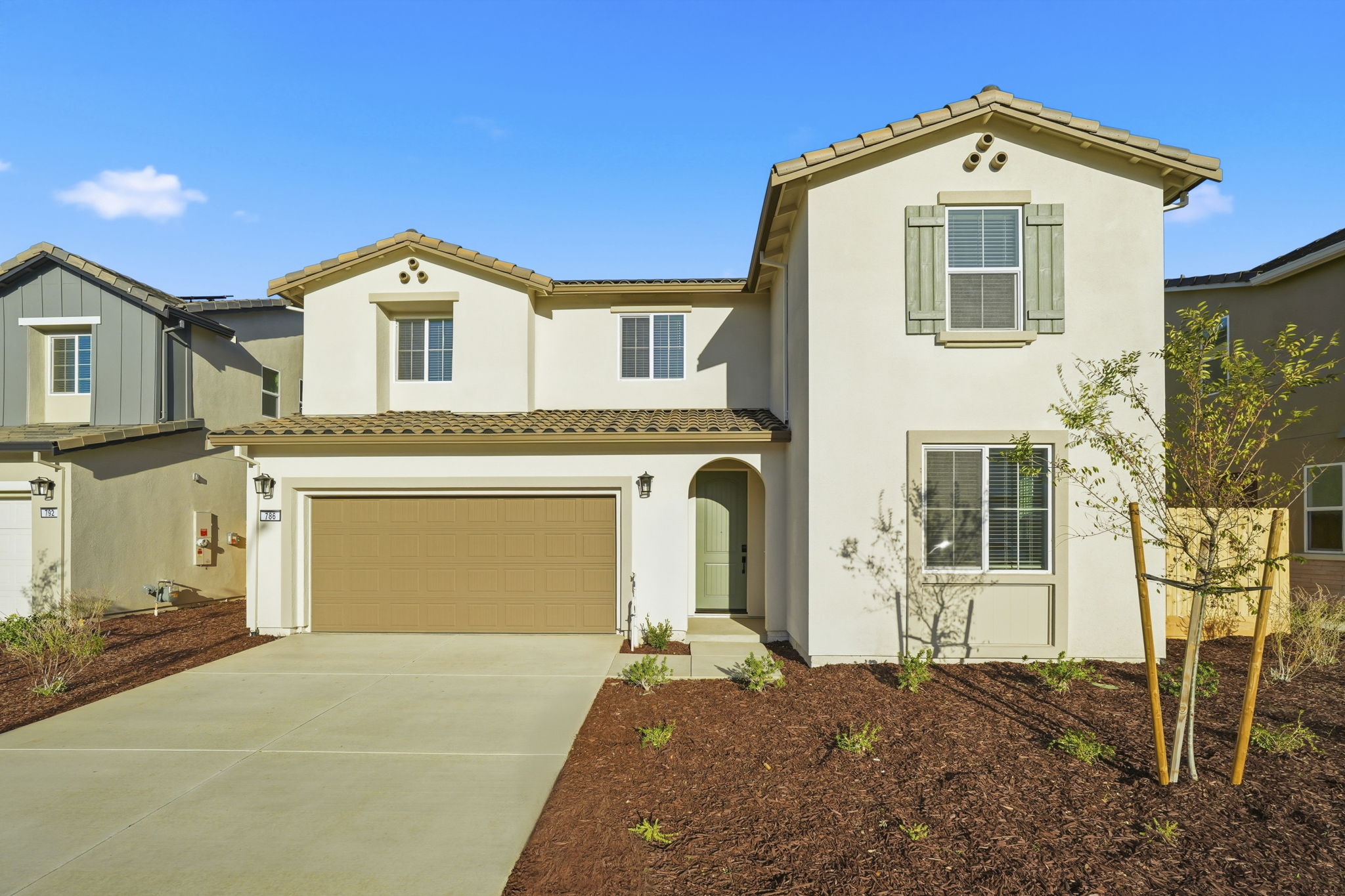 A house with a garage.