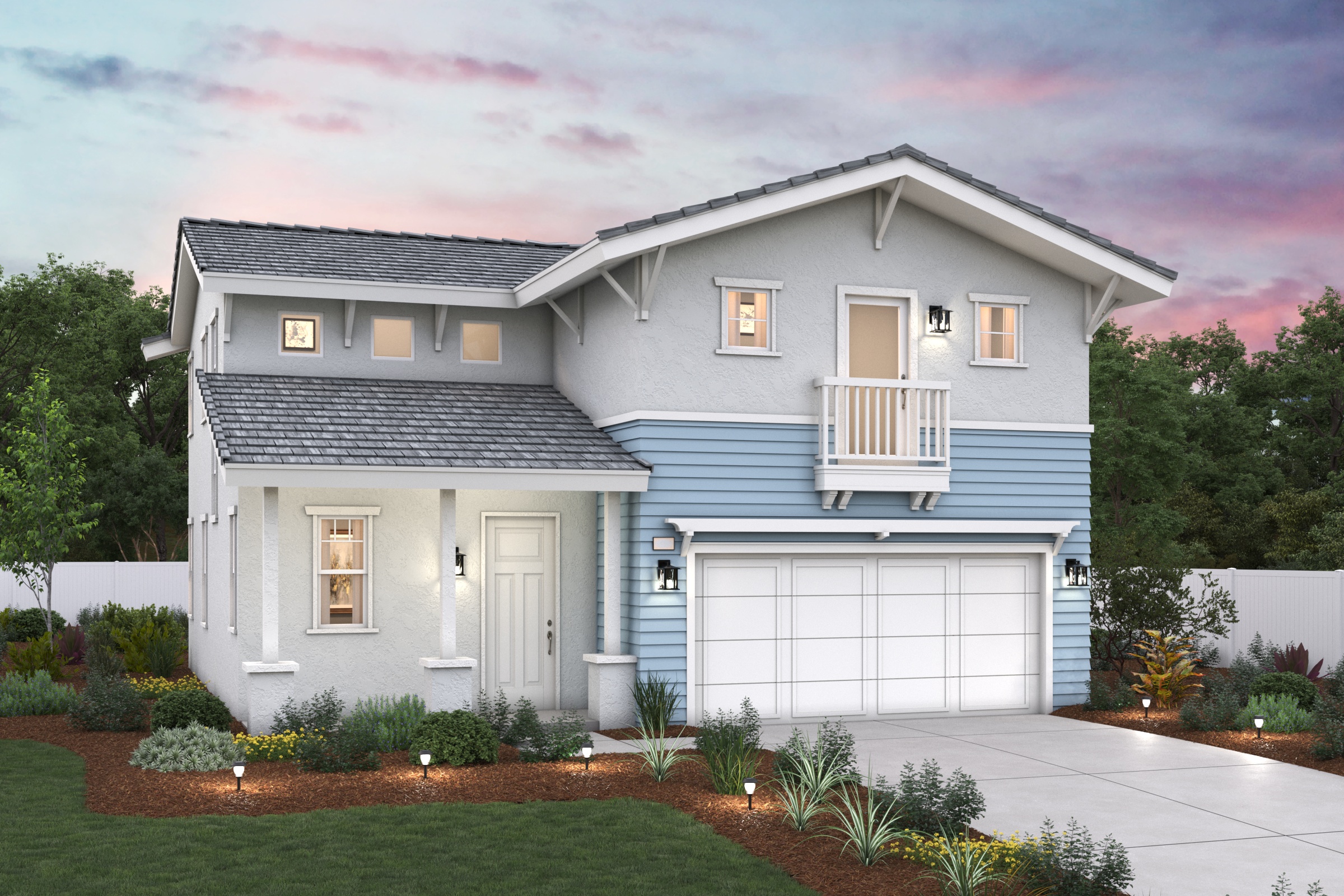 A house with a garage.
