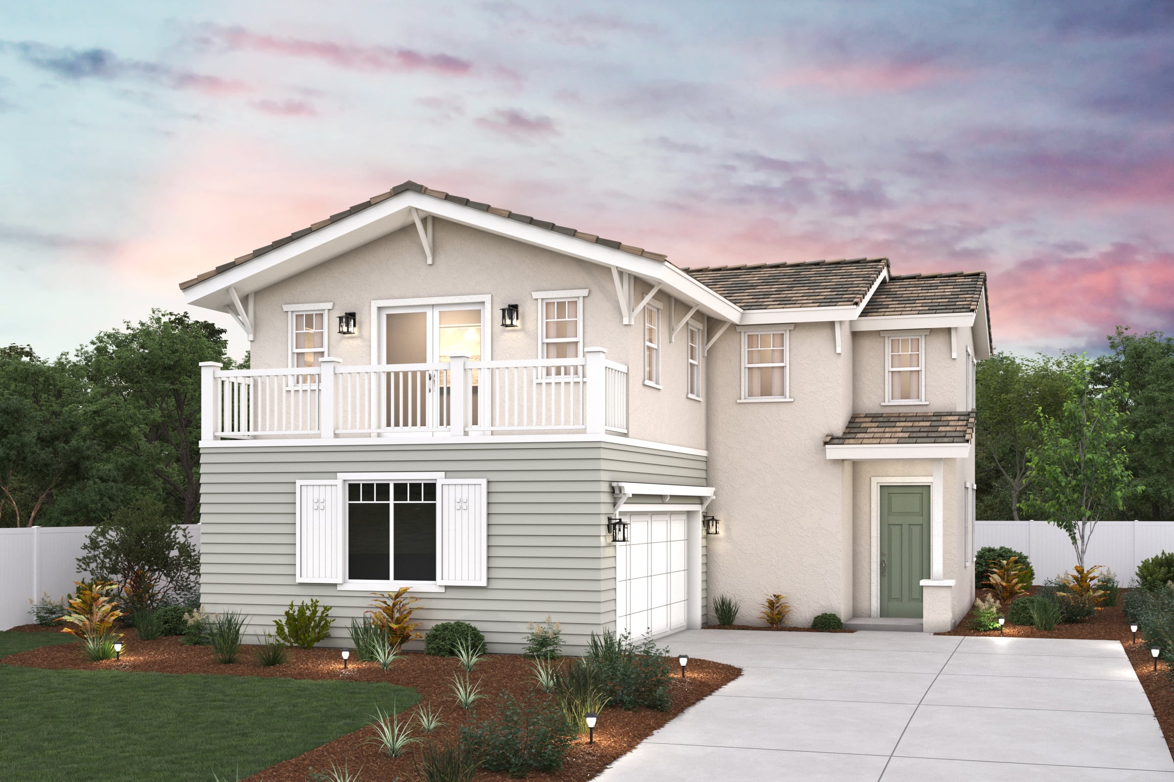 A house with a front yard.