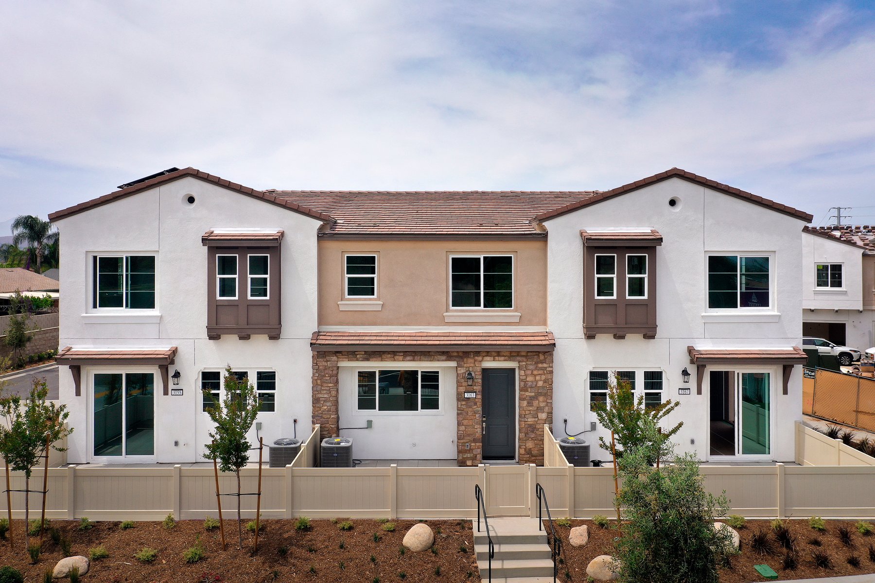 A large white house.