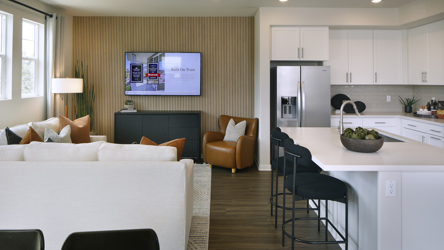 A living room with a tv and couches.