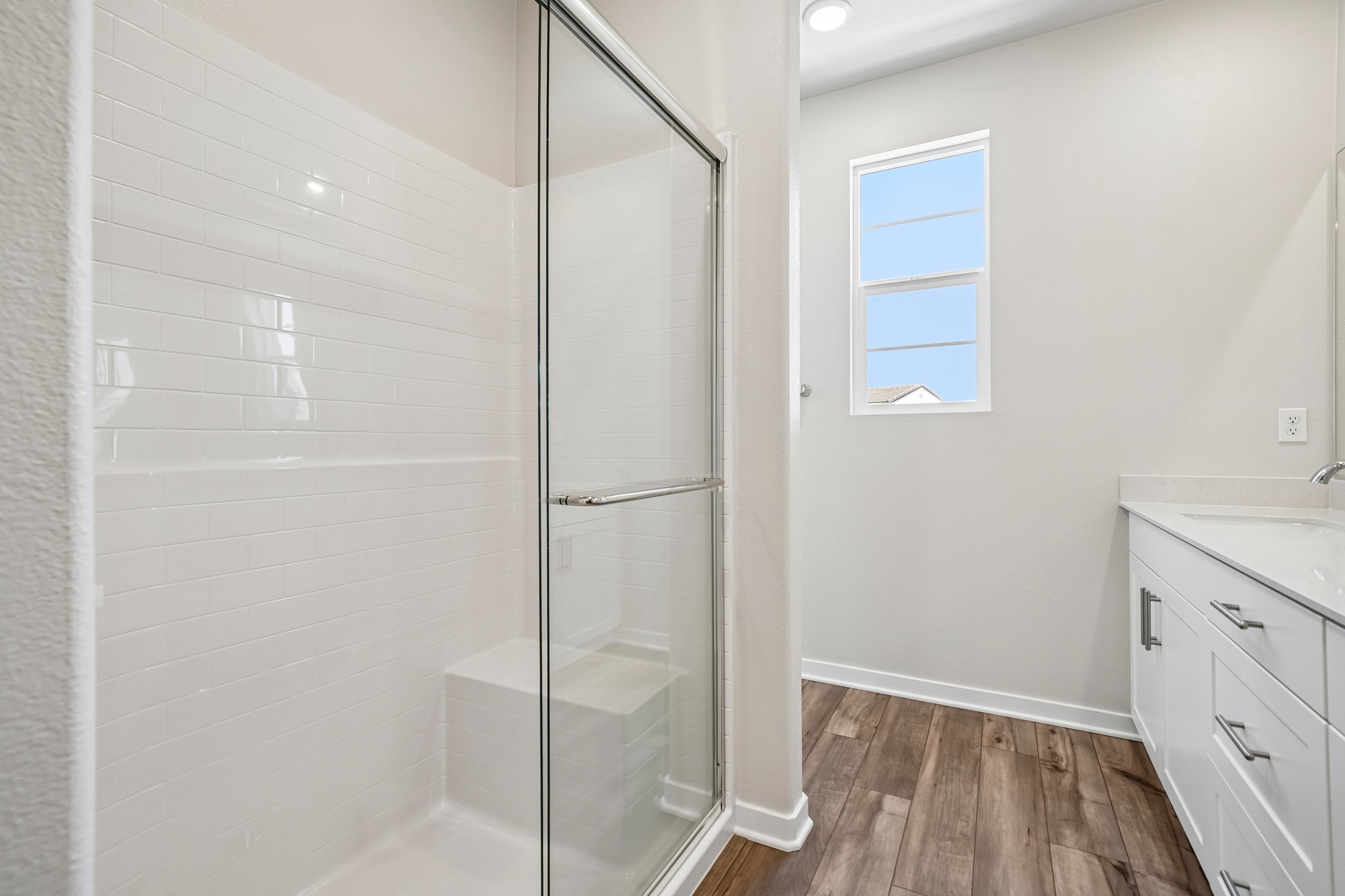 A shower in a bathroom.