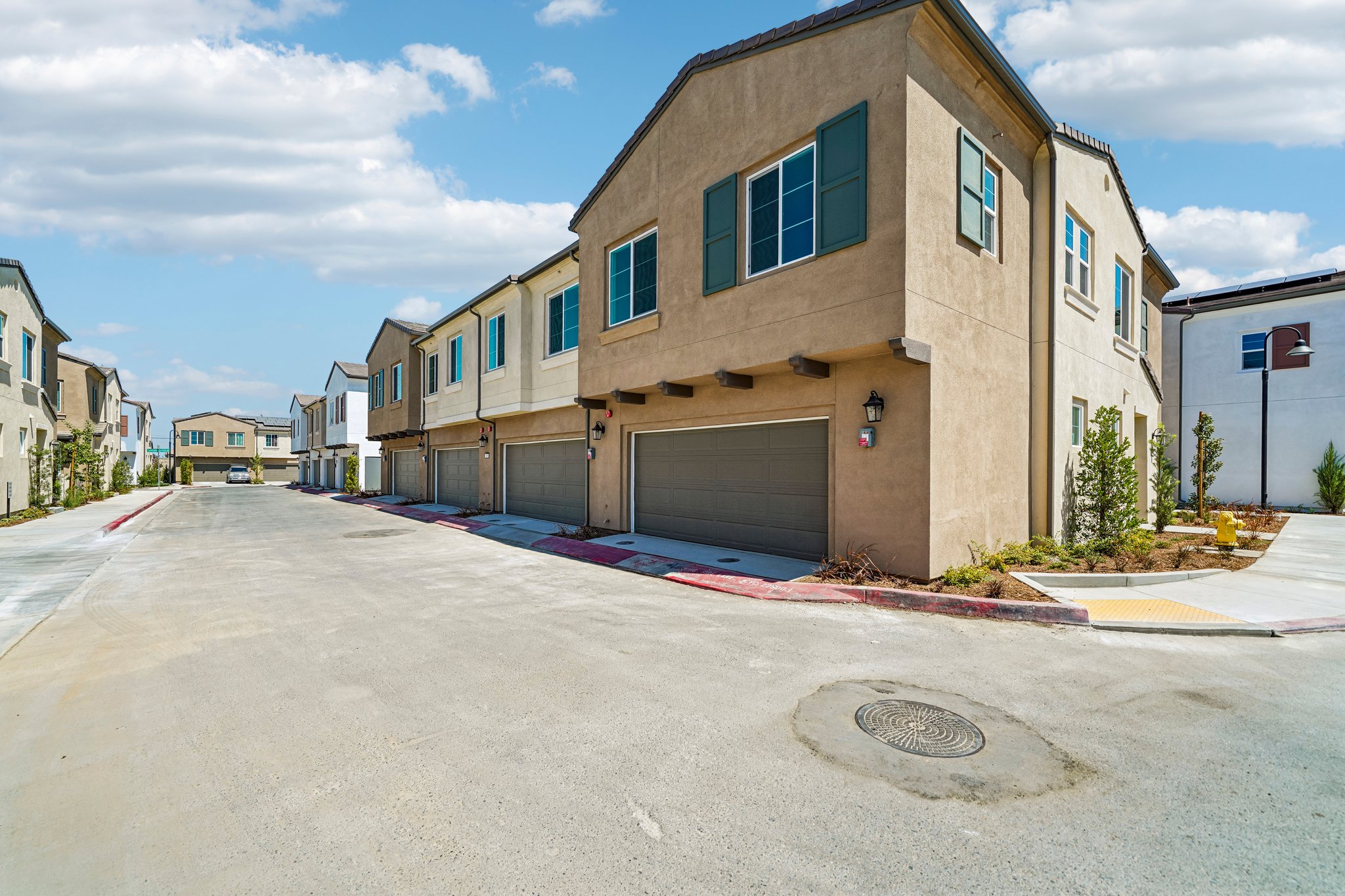 A building with a garage.