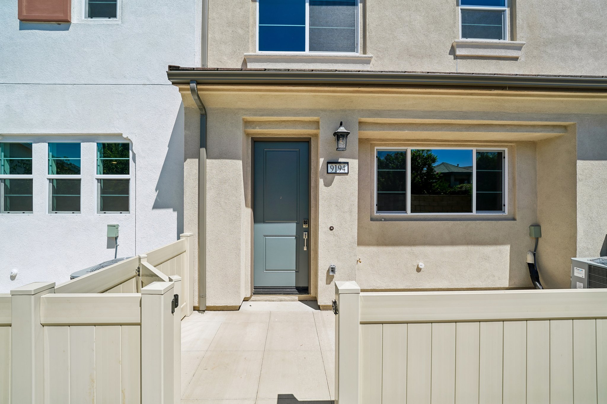 A building with a door and windows.