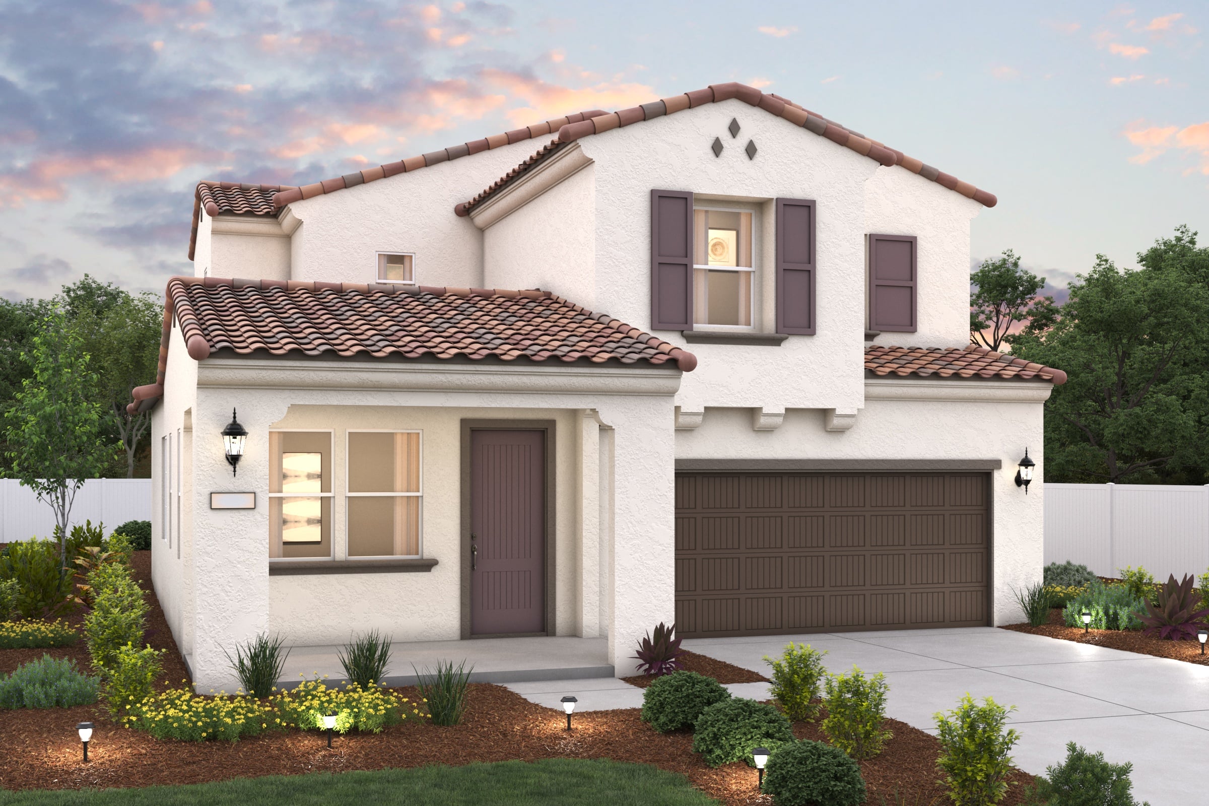 A house with a garage and a fence.