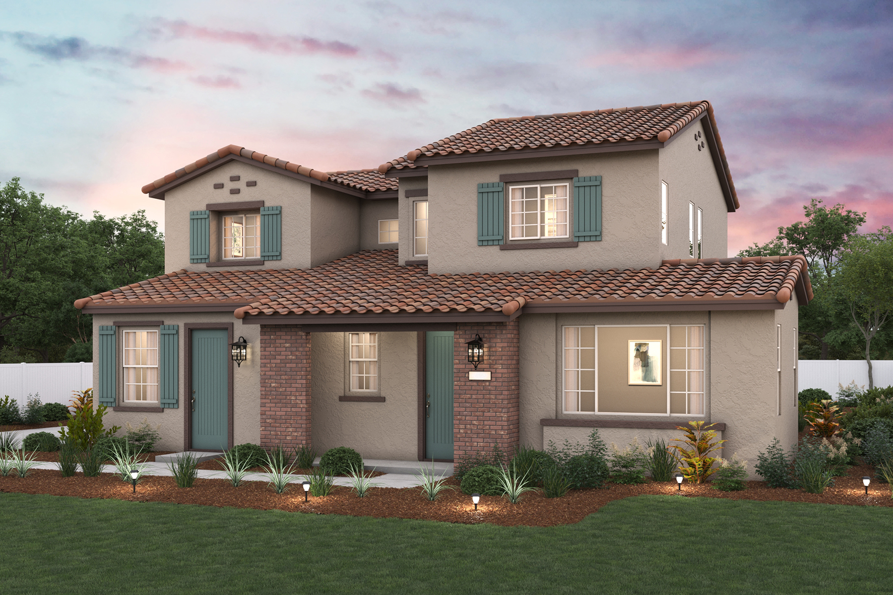 A house with a grass yard.