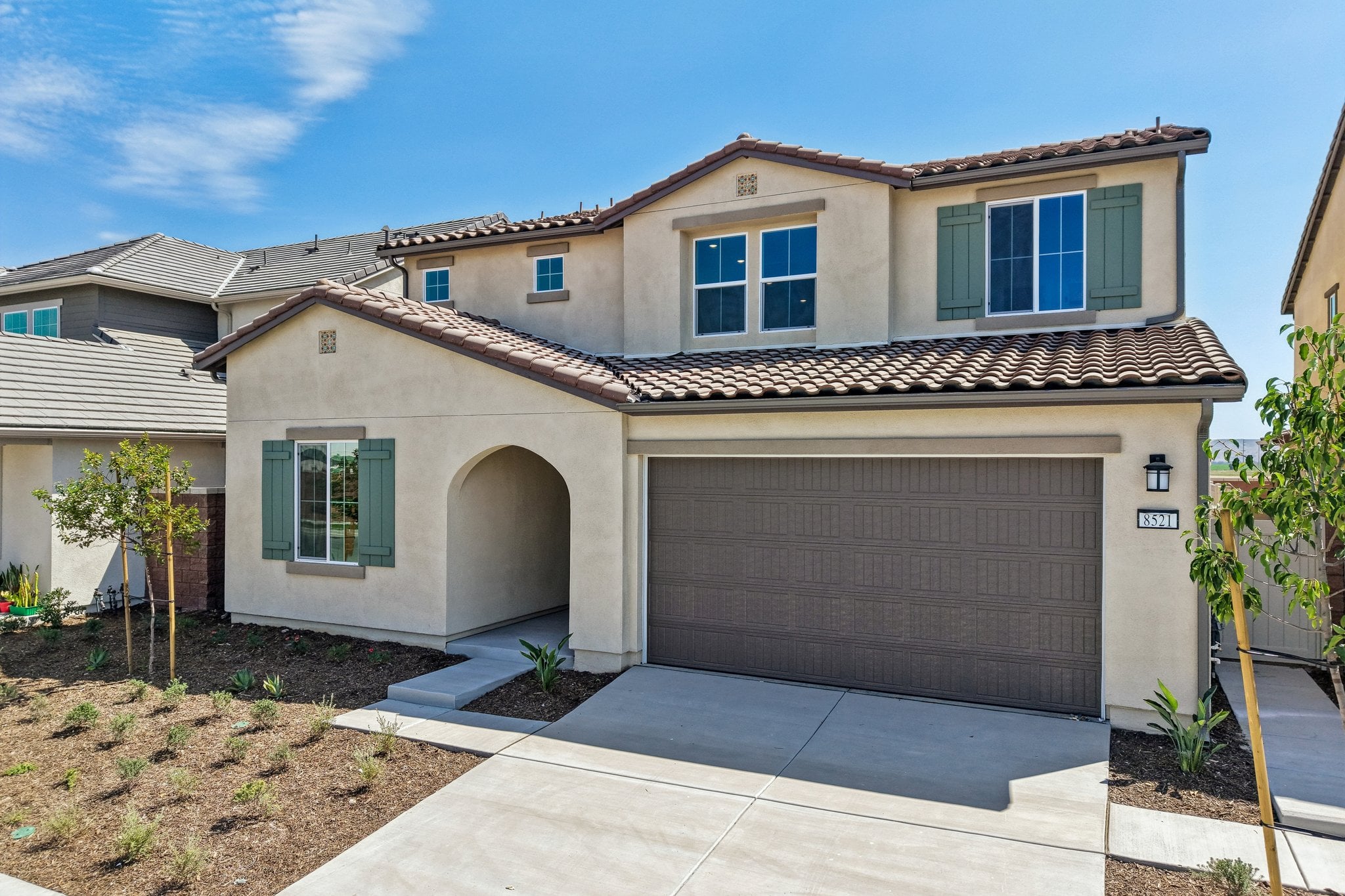A house with a garage.
