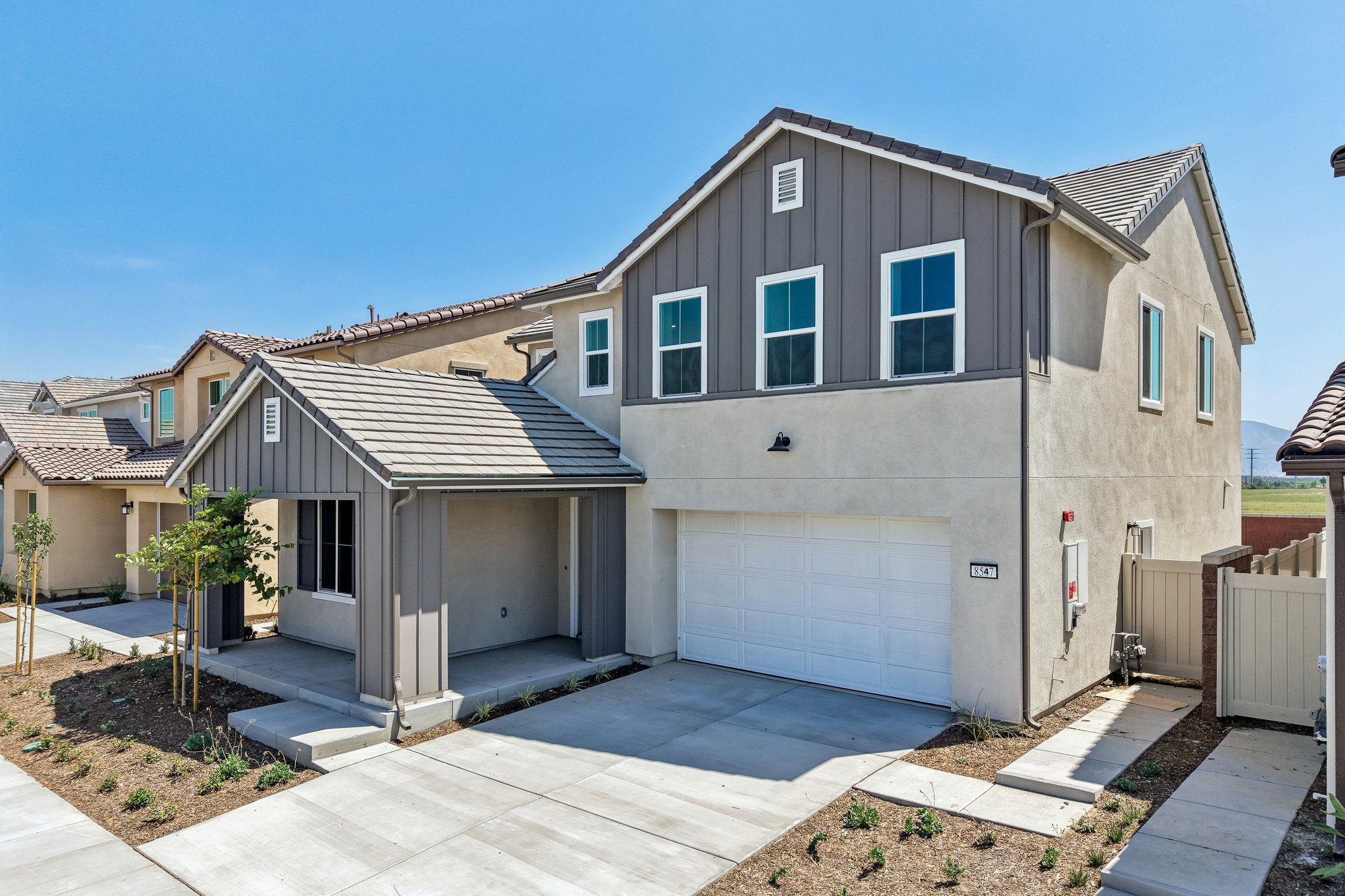 A house with a garage.
