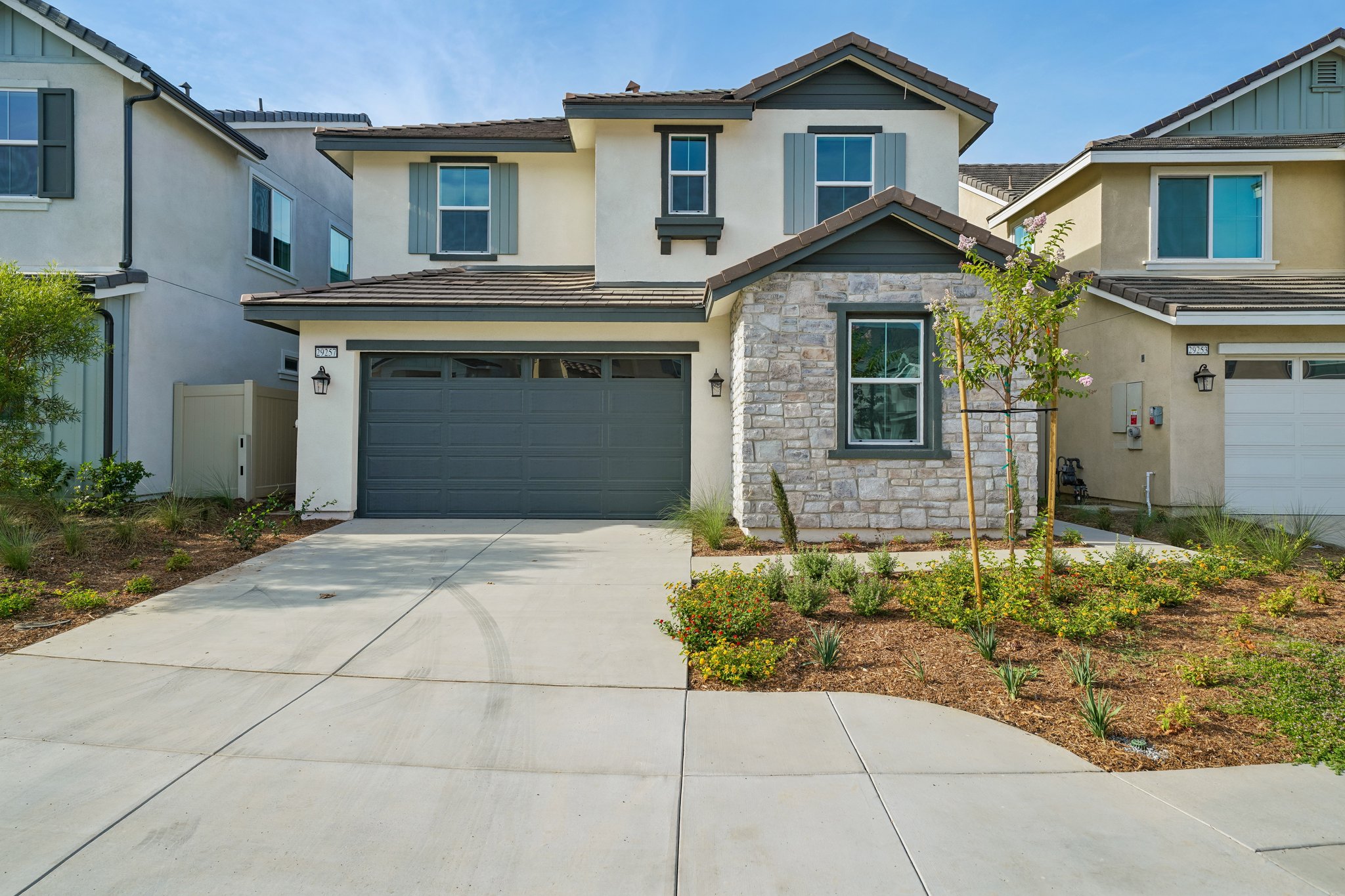 A house with a garage.