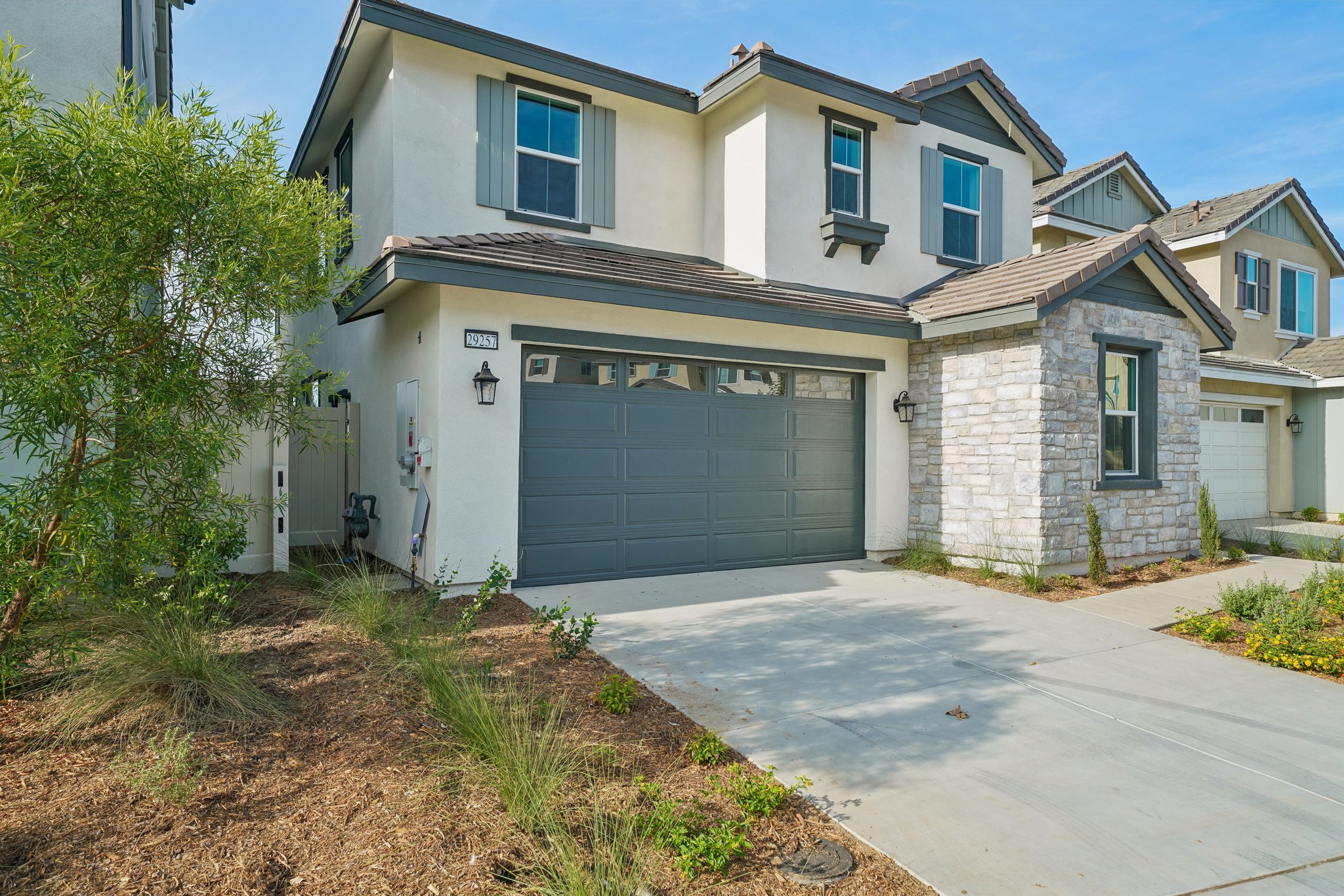 A house with a garage.