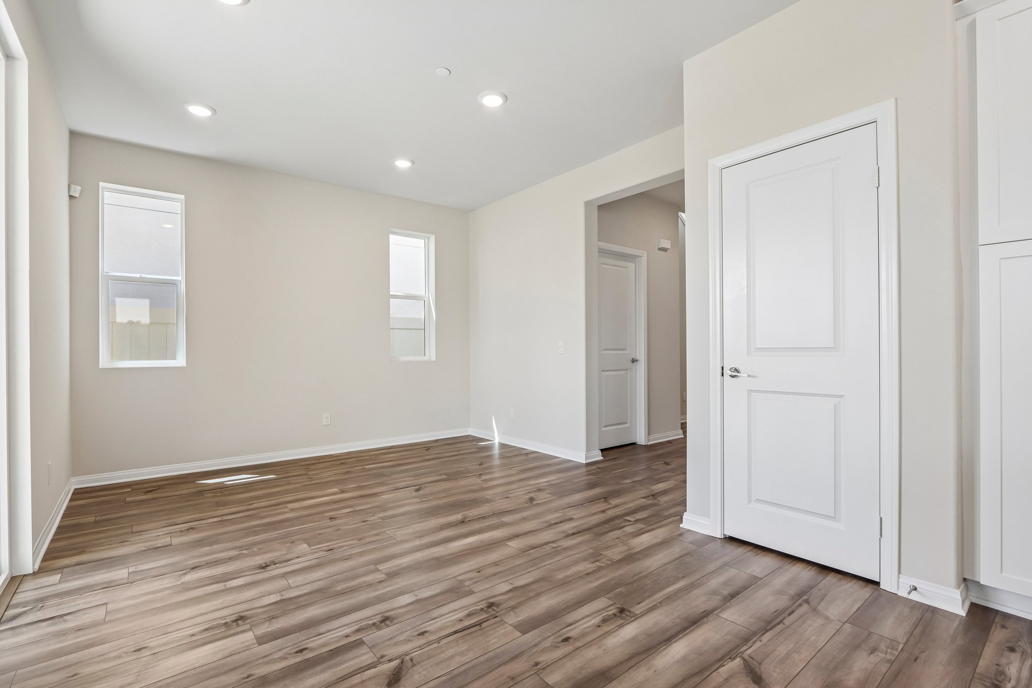 A room with white doors.