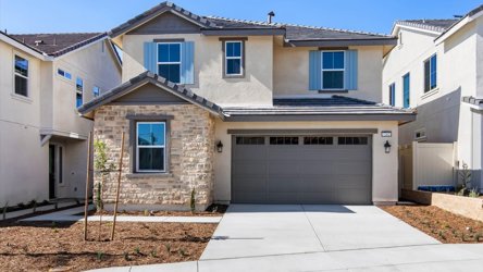 A building with a garage.