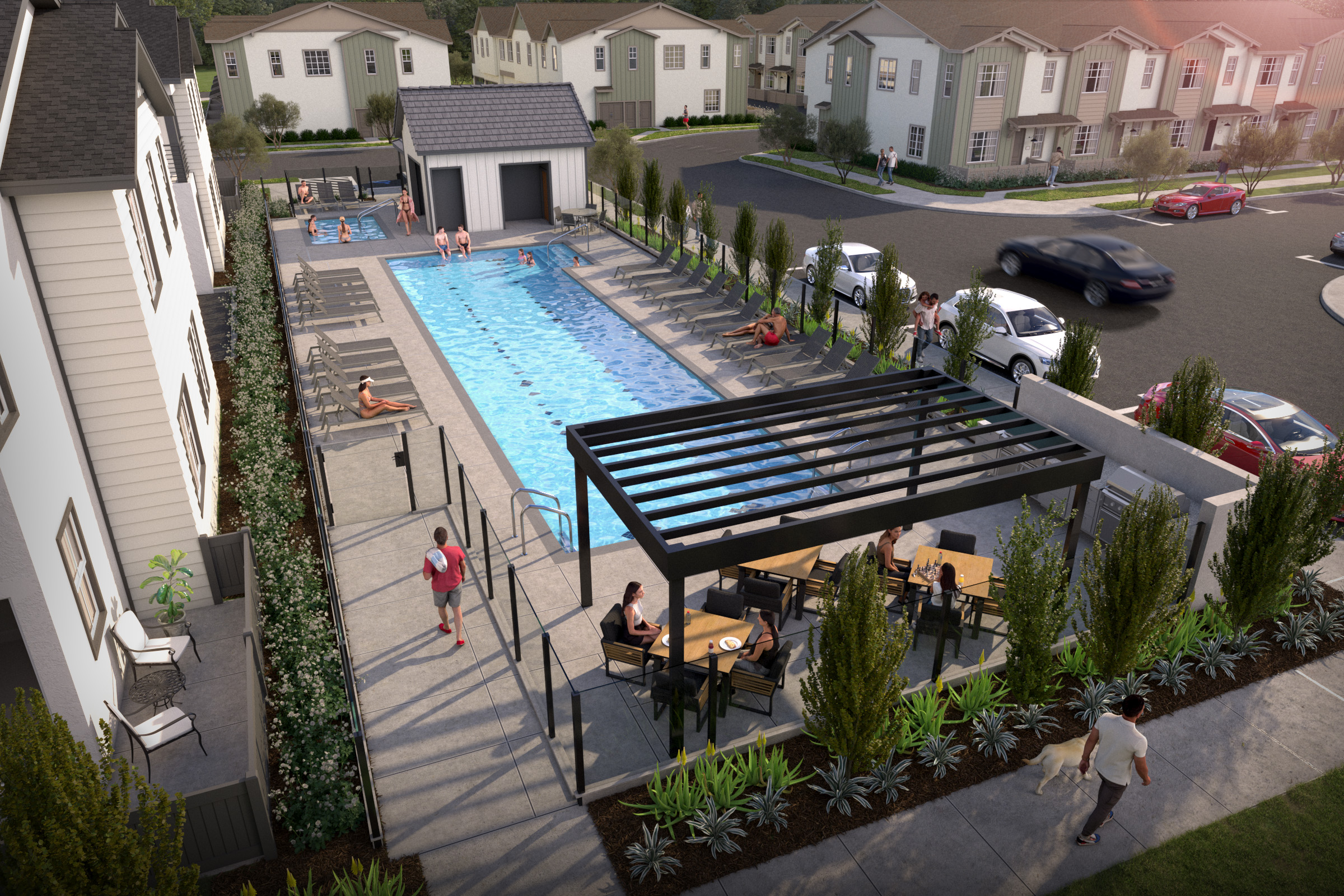 A pool in a neighborhood.