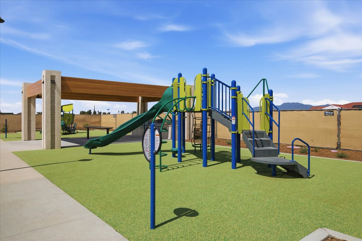 A playground with a slide.