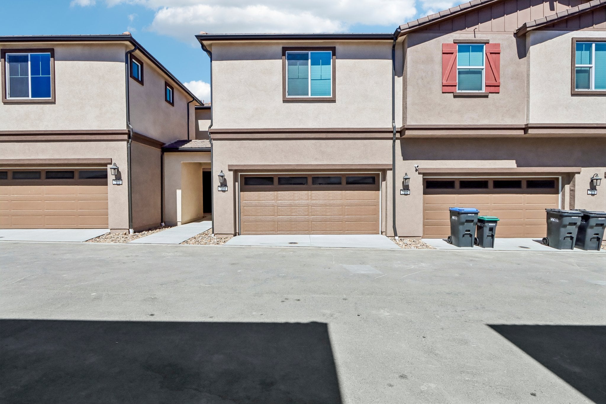 A building with a garage.