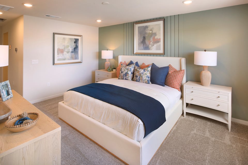 A bed in a room.