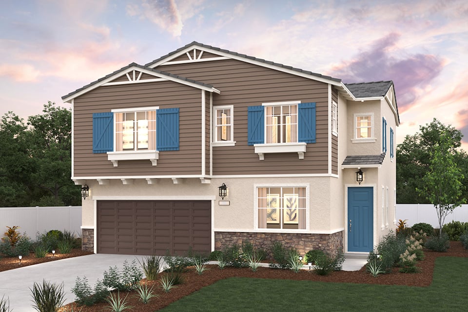 A house with blue shutters.