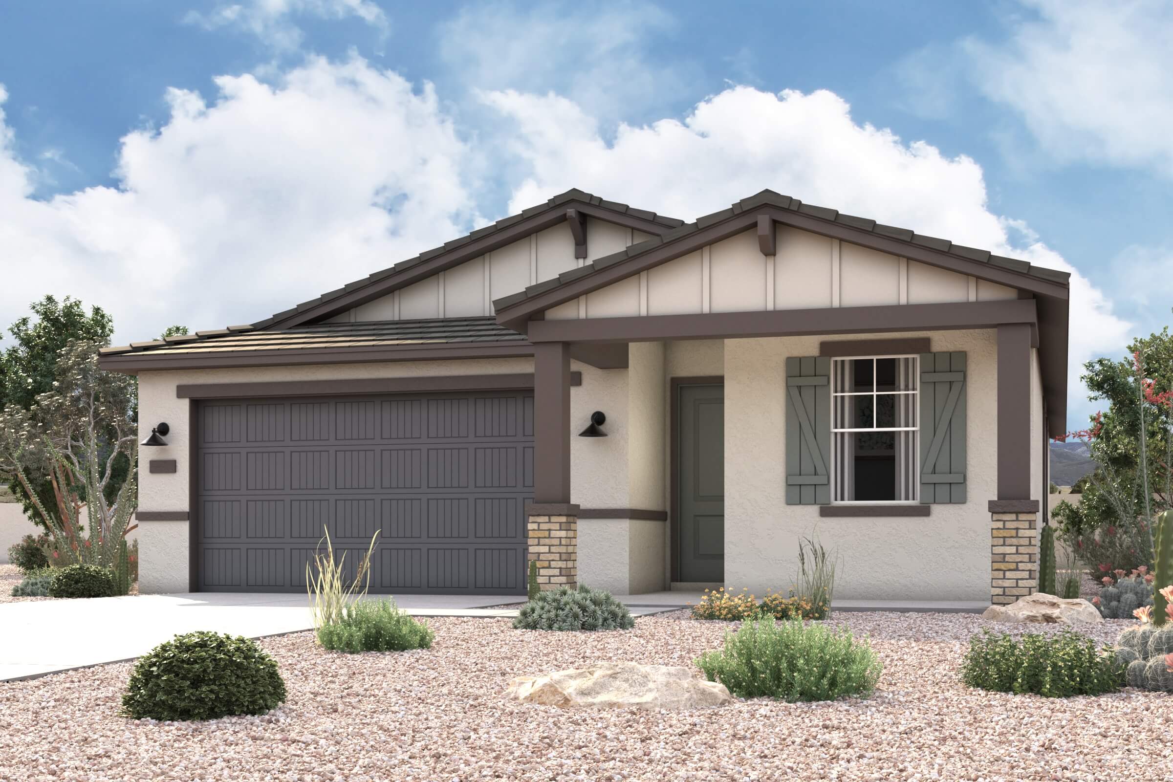 A house with a garage.